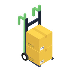 
Cardboards on hand cart showing concept of pallet icon
