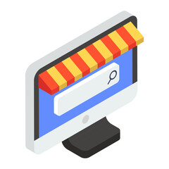 
Electronic shop icon in trendy isometric design
