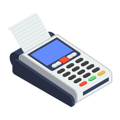 
Cash till with atm card, point of sale machine isometric vector design 
