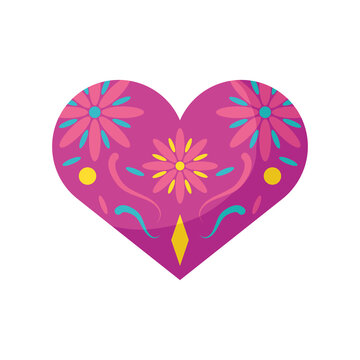 mexican heart detailed style icon vector design