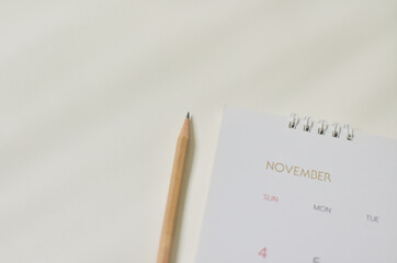 Blurred calendar in white tone.