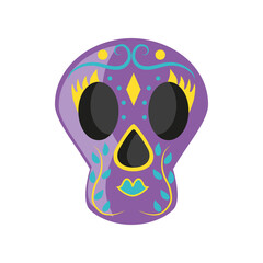 mexican skull detailed style icon vector design