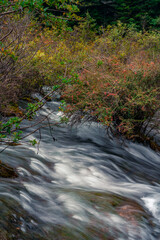The small waterfalls at pearl beach, in Jiuzhai Valley Park, Sichuan, China.