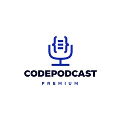 code podcast logo vector icon illustration