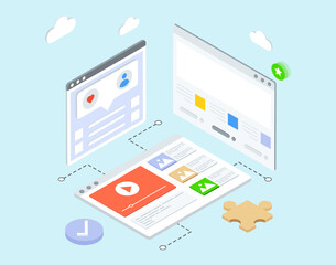 
Social media illustration, personal contacts in isometric vector 
