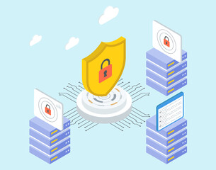 
Cyber security illustration in trendy isometric style
