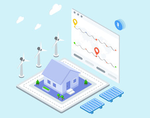 
Location pin with a house, smart house illustration design 
