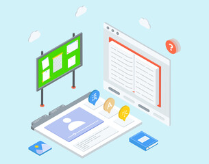 
Language school illustration design, isometric vector best for education department 
