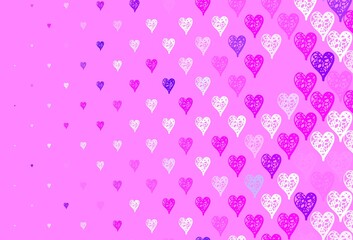 Light Purple, Pink vector texture with lovely hearts.