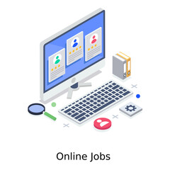 
Online jobs illustration, isometric vector, online vacancy
