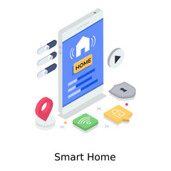 
Smart home illustration in isometric editable style, smart technology 
