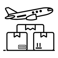 
Aeroplane in air, an icon design of air freight in modern flat style 
