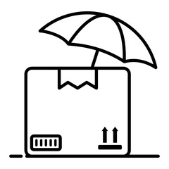 
Parcel under umbrella, courier insurance flat icon 
