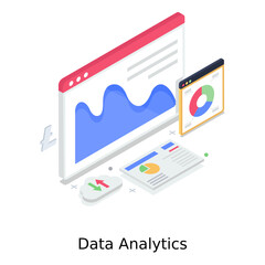 
Data analytics in modern isometric style, online graph
