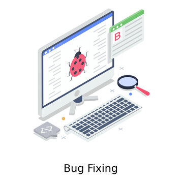 
Bug fixing concept design, isometric vector 
