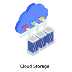 
Cloud storage, cloud computing vector in isometric style 
