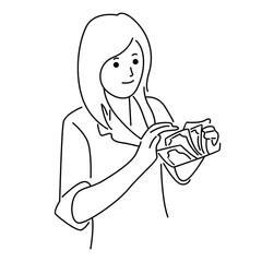 Bank customer service is counting money