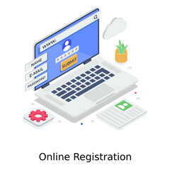 
Online registration concept design, editable illustration 
