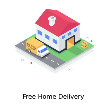 
Free home delivery vector style, doorstep delivery 
