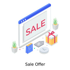 
Sale offer concept in editable style, discount marketing
