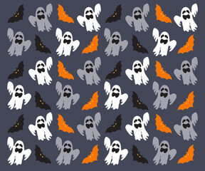 Seamless pattern bat and ghost vector