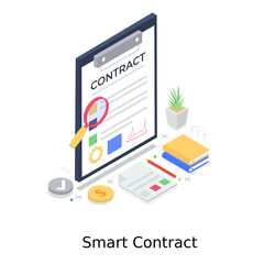 
Smart contract vector in trendy isometric style 
