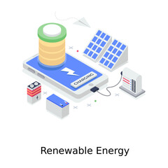 
A design of renewable energy in isometric style 
