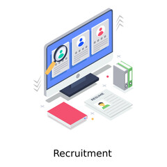 
Magnifier on a profile showcasing recruitment 
