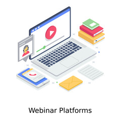 
Webinar platform vector, isometric illustration of marketing 
