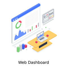 
Design of web dashboard in modern isometric style  

