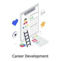 
Ladder with profile showing the concept of career development 
