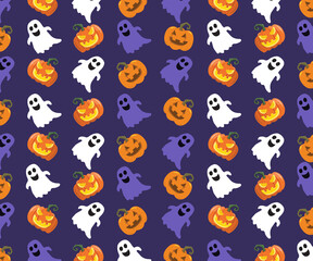 Seamless pattern pumpkins and ghost vector