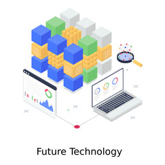 
Future technology illustration design in modern editable style 
