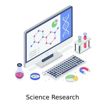 
Science research, isometric illustration in editable style 
