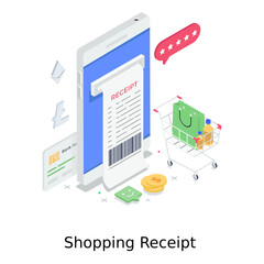 
Shopping receipt illustration design in modern isometric style 
