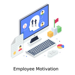 
A design of employee motivation in modern isometric style 
