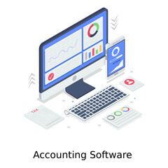 
Accounting software vector in isometric style  
