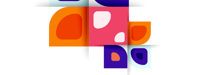 Set of vector modern geometric abstract backgrounds with repeating abstract round shapes patterns and shadow effects