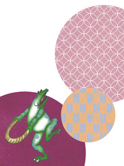 鳥獣戯画をモチーフにデザインした和風の背景素材