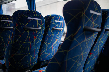 Blue comfortable seats in a luxury bus © Семен Саливанчук