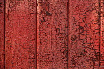 Obraz premium background of red old wooden boards with cracked paint