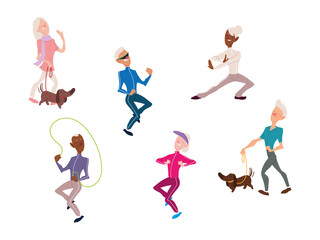 Fototapeta na wymiar people of elderly do physical activity, active seniors