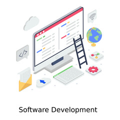 Fototapeta premium A design of software development in editable vector 