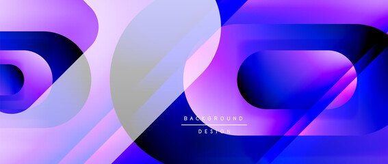 Vector geometric abstract background with lines and modern forms. Fluid gradient with abstract round shapes and shadow and light effects