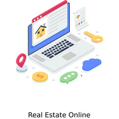 
Real estate online vector design, isometric style 
