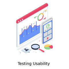 
Design of cross platform testing, editable illustration of testing usability 

