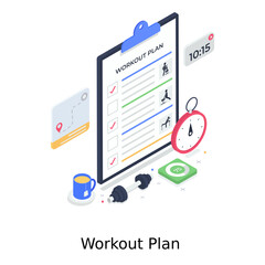 
Diet plan illustration design, isometric vector of workout plan 
