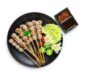 Grilled Beef Balls Mini size Served Sweet chili dipping Sauce