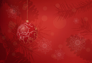 Red vector Christmas background. Bokeh effect. EPS 10
