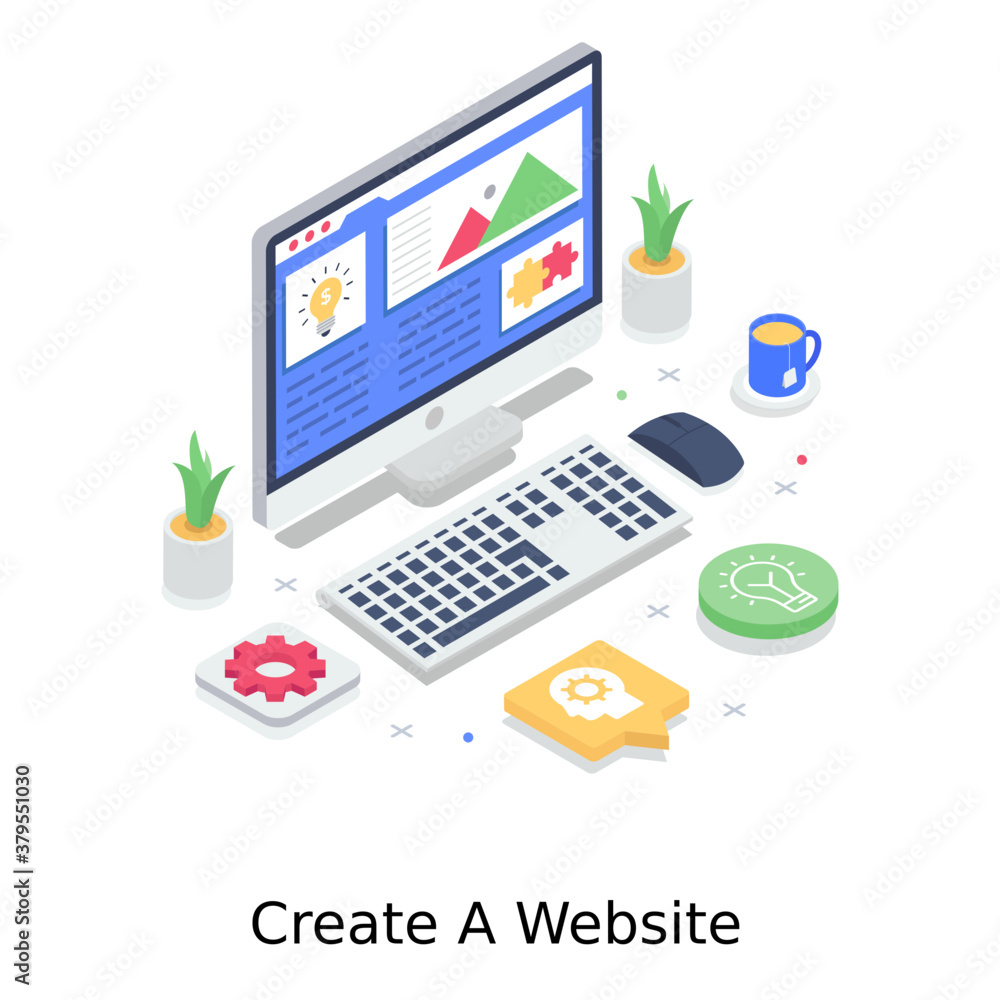 Wall mural design of create a website, infographic website